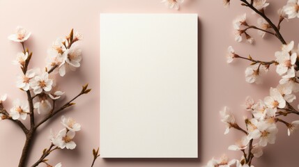 Springtime Blooms With Blank Canvas on Pastel Background