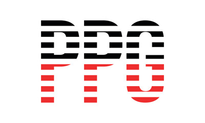 PPG three initial letter iconic line negative space minimal logo design vector template. monogram, abstract, wordmark, business, typography, minimalist, brand, company, flat, modern, unique, simple