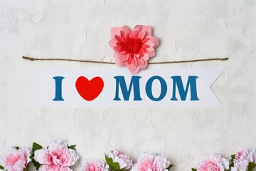 banner of text I love mom