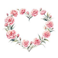 heart-shaped-frame-filled-with-a-watercolor-illustration-of-carnation-florals-in-lovely-minimalist
