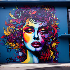 Vibrant graffiti art on an urban wall. 