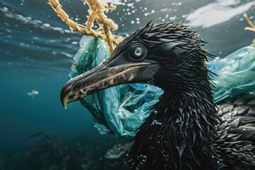 seabirds entangled in or affected by plastic waste.