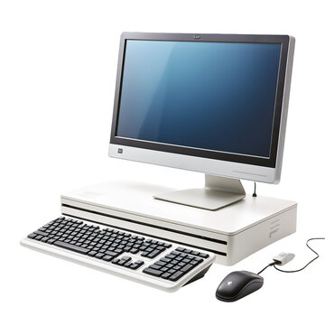 A desktop retro computer, isolated on white background cutout.