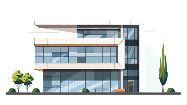Small office building Simple flat . Flat vector