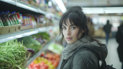 woman shopping in supermarket