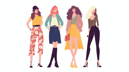 Stylist fashion women Flat vector illustration
