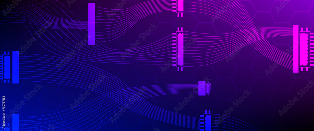 Poster technology connection digital data and big data concept. blue future background. abstract technologi