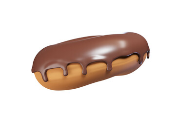 Glazed donut with sprinkles on a white background rotated in three quarters 3d render