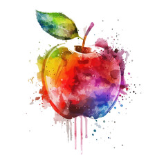 watercolor colorful apple fruit vector