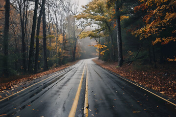 Obraz premium Scenic shots of a winding road leading into the vast expanse of natural landscape