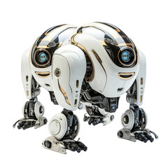 Fototapeta premium A futuristic white robot, isolated on white background cutout.