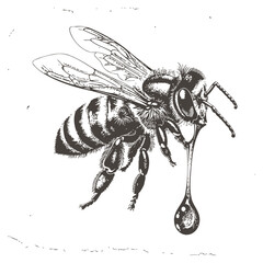 Hand drawn illustration of a honey bee illustration vector