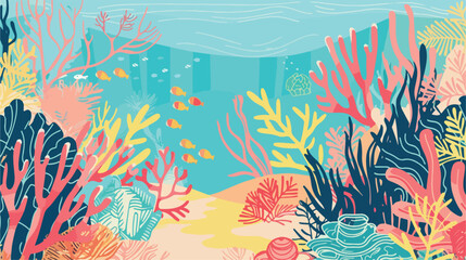 Fototapeta na wymiar Tropical coral. Hand drawn vector for travel design.