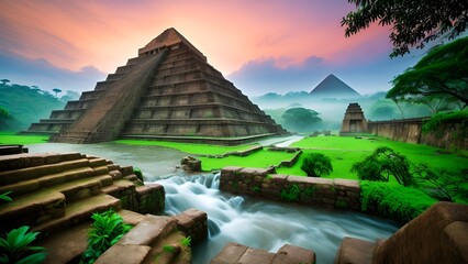 Abstrakter Hintergrund für Design - Die Pyramiden der Azteken 12. - obrazy, fototapety, plakaty