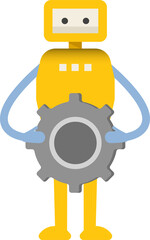 Robot Character Holding Gear
