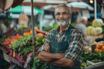 Farmer selling vegetables at market