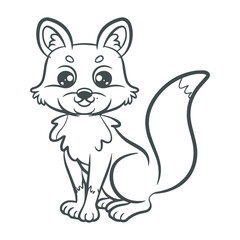 cartoon style cute white fox