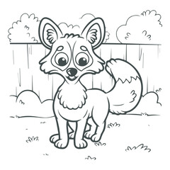 cartoon style cute white fox