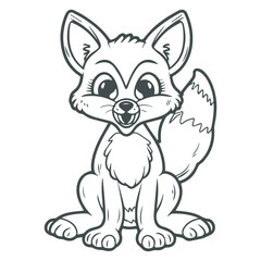 cartoon style cute white fox