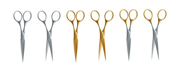 Golden Scissors Set. Shiny Metallic Shears for Elegant Ceremonies and Events - obrazy, fototapety, plakaty