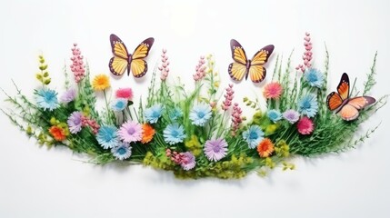 Obraz na płótnie Canvas Butterflies Flying Over Field of Flowers