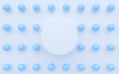 Abstract 3d round podium with blue spheres for product display 