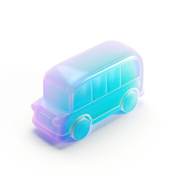 3D bus icon in blue and pink colors
