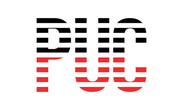 PUC three initial letter iconic line negative space minimal logo design vector template. monogram, abstract, wordmark, business, typography, minimalist, brand, company, flat, modern, unique, simple