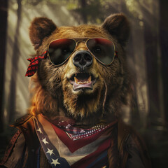 Pathetic bear with glasses and bandana
