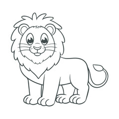 cartoon style cute white lion