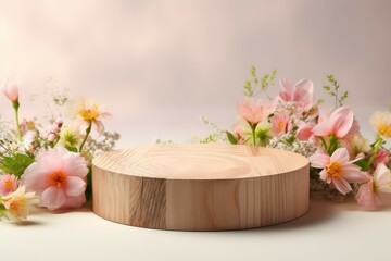 Wooden Box Surrounded by Spring Flowers