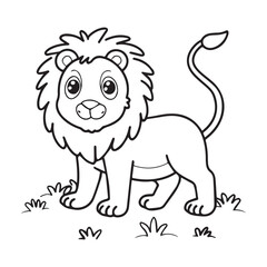 cartoon style cute white lion