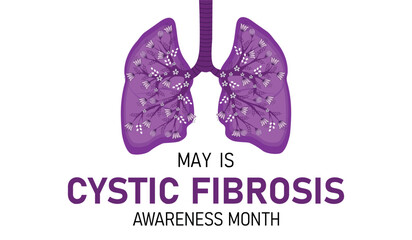 Cystic Fibrosis awareness month banner. Horizontal illustration with lungs.