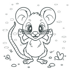 cartoon style cute white mouse