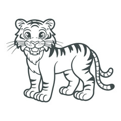 cartoon style cute white tiger