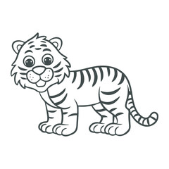 cartoon style cute white tiger