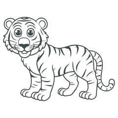 cartoon style cute white tiger