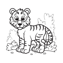 cartoon style cute white tiger