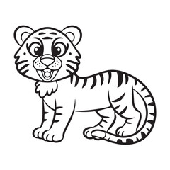 cartoon style cute white tiger