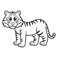 cartoon style cute white tiger