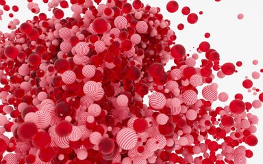 Abstract 3d red particles isolated on white background