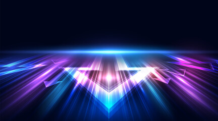Obrazy na Plexi  Modern abstract arrows. High-speed technology movement. Dynamic motion on blue background. Movement futuristic pattern for banner or poster. Vector EPS10.