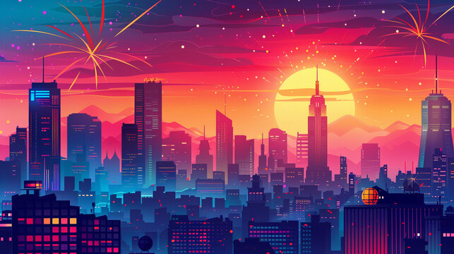 Colorful city scape background illustration 