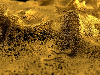 Abstract 3d golden particles on dark background
