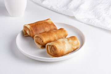 Stuffed pancakes crepes with meat