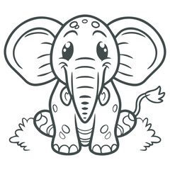 cartoon style cute white elephant