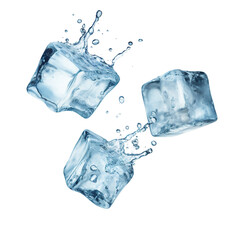 Obraz premium Three falling ice cubes, cut out