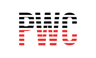 PWC three initial letter iconic line negative space minimal logo design vector template. monogram, abstract, wordmark, business, typography, minimalist, brand, company, flat, modern, unique, simple