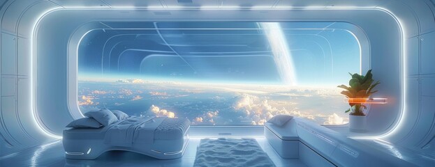 Exclusive Space Hotel Observation Deck Overlooking Saturn’s Rings: Zero-Gravity Leisure with Cosmic Cocktails - obrazy, fototapety, plakaty