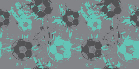 Soccer ball silhouette pattern. Grunge seamless background with print and soccer ball © Kseniia Koval